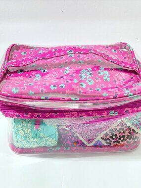 Vera Bradley 4 pc Travel Cosmetic Bag Set Modern Medley & Jewelry Holder NWT